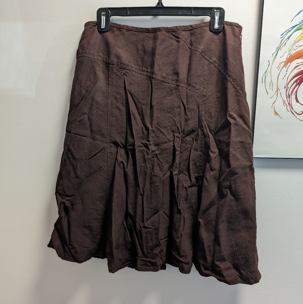 Dark Academia Linen and Rayon Midi Skirt